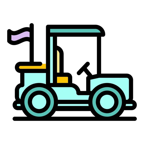 Golfer auto pictogram kleur overzicht vector — Stockvector