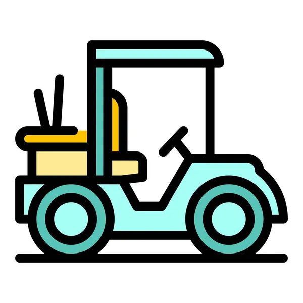 Golfer Fahrzeug Symbol Farbe Umrissvektor — Stockvektor