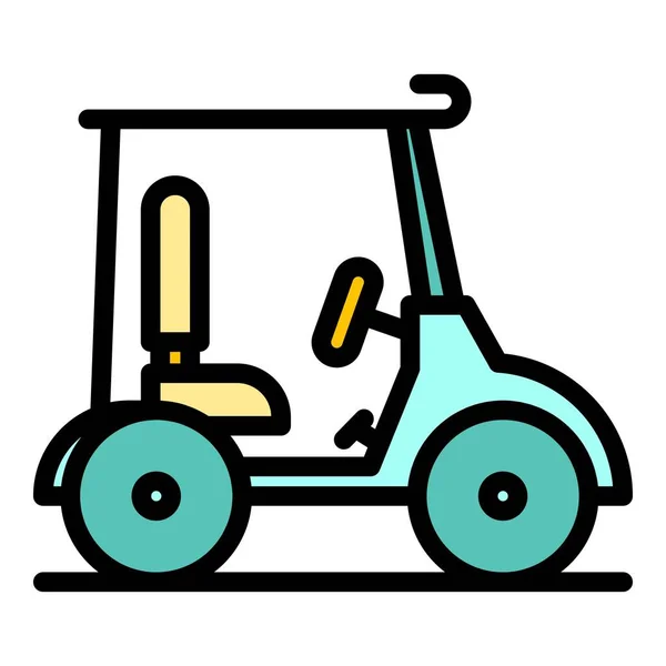 Rijden golfkar pictogram kleur outline vector — Stockvector
