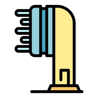 Elektrikli diş fırçası baş simgesi renk ana hatları vektörü