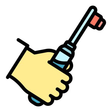 El simgesi renk ana hatları vektöründe elektrikli diş fırçası