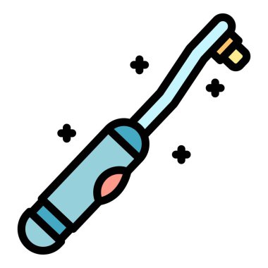 Elektrikli diş fırçası pil simgesi renk ana hatları vektörü