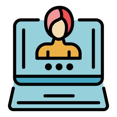 Görüntü ekranı sohbet simgesi renk ana hatları vektörü