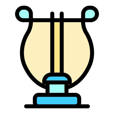 Enstrüman harp simgesi renk ana hatları vektörü