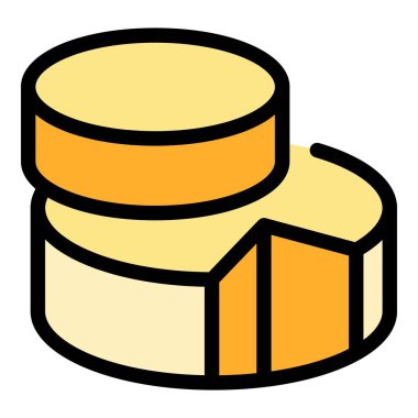 Peynir tekerleği simgesi renk ana hatları vektörü