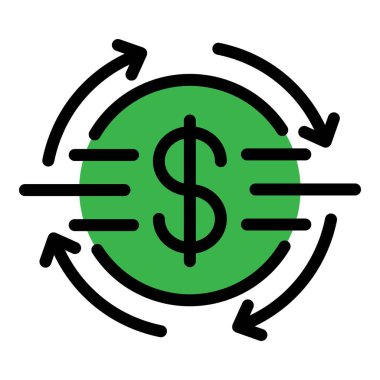 Dolar para birimi simgesi renk ana hatları vektörü