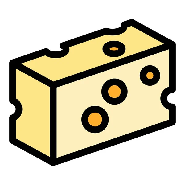 Cheddar queijo ícone cor contorno vetor —  Vetores de Stock