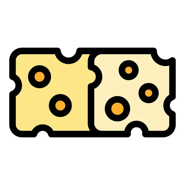 Lebensmittel Käse Symbol Farbe Umrissvektor — Stockvektor