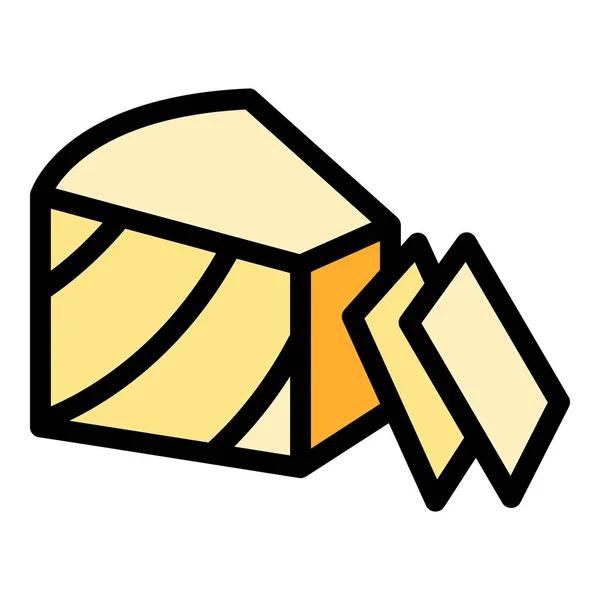 Porción de queso icono color contorno vector — Vector de stock