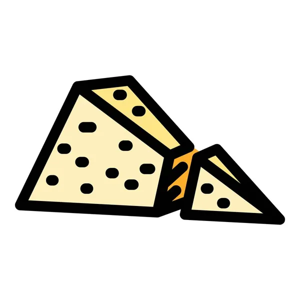 삼각형 치즈 아이콘 윤곽 벡터 — 스톡 벡터