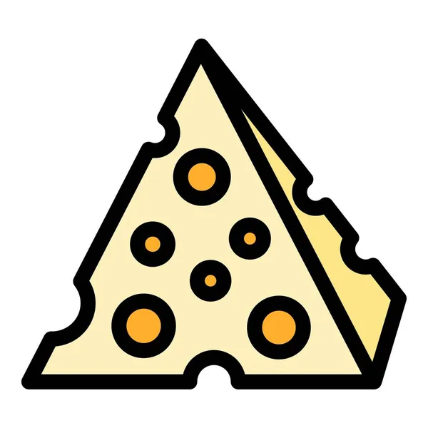 Icono de queso orgánico color contorno vector — Archivo Imágenes Vectoriales