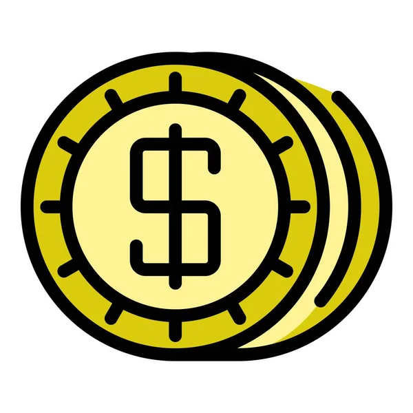 Dollar token ikon färg kontur vektor — Stock vektor