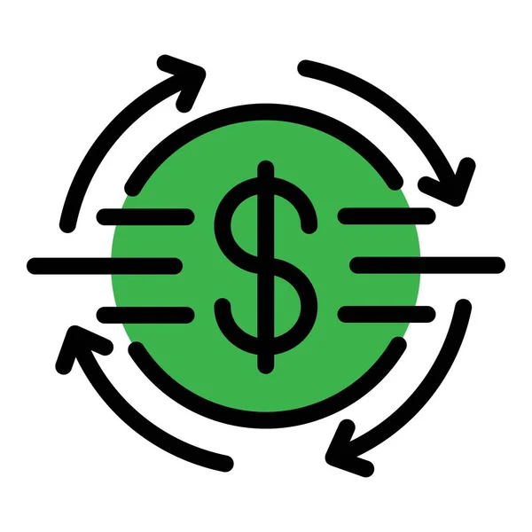 Dollar valuta ikon färg kontur vektor — Stock vektor
