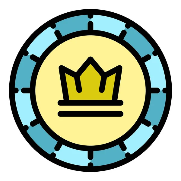 Crown Token Symbol Farbe Umrissvektor — Stockvektor