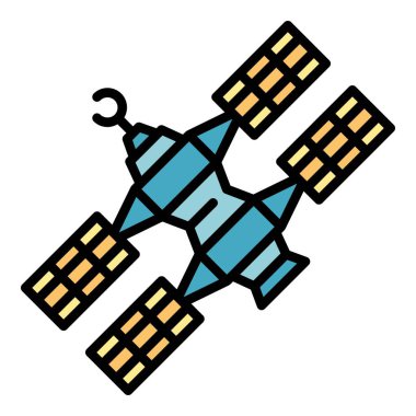 Uzay istasyonu anten simgesi renk dış hat vektörü