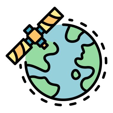 Kozmik istasyon simgesi renk ana hatları vektörü