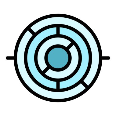 Üst görünüm jiroskop renk ana hatları vektörü