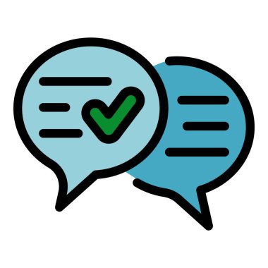 Kaliteli sohbet simgesi renk ana hatları vektörü