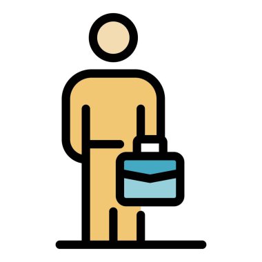 İşçi simgesi renk ana hatları vektörü