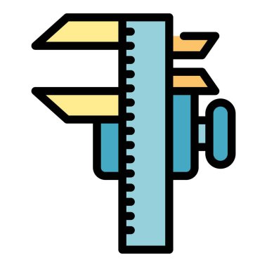 Ayarlanmış kalibreli kalibreli simge renk ana hatları vektörü