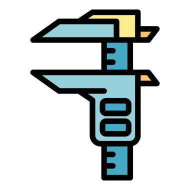 Caliper kalibreli simge renk ana hatları vektörü