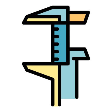 Mühendis kalibreli simge renk ana hatları vektörü