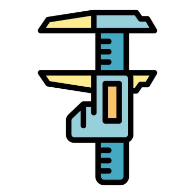 Dijital kalibreli simge renk ana hatları vektörü