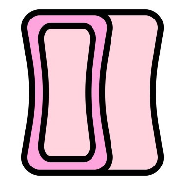 Mutfak sünger simgesi renk ana hatları vektörü