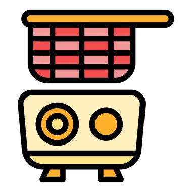 Patates kızartma simgesi renk ana hatları vektörü