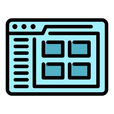 İnternet tarayıcı simgesi renk ana hatları vektörü