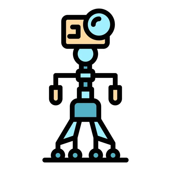 Robot trípode icono color contorno vector — Vector de stock