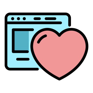 Aşk sayfası internet simgesi renk ana hatları vektörü