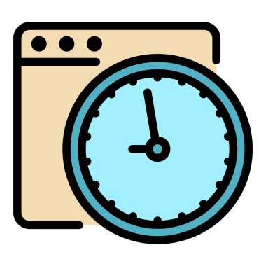 Zaman tarayıcı simgesi renk ana hatları vektörü