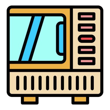 Konveksiyon fırını simgesi renk ana hatları vektörü