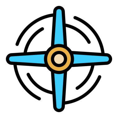 Konveksiyon pişirme simgesi renk ana hatları vektörü