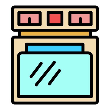 Ev fırını simgesi renk ana hatları vektörü