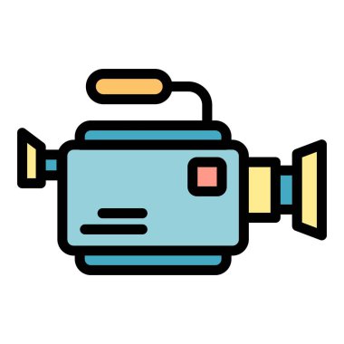 Video kamera simgesi renk ana hatları vektörü