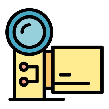 Müzik kamerası simgesi renk ana hatları vektörü