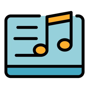 Müzik düzenleme simgesi renk ana hatları vektörü