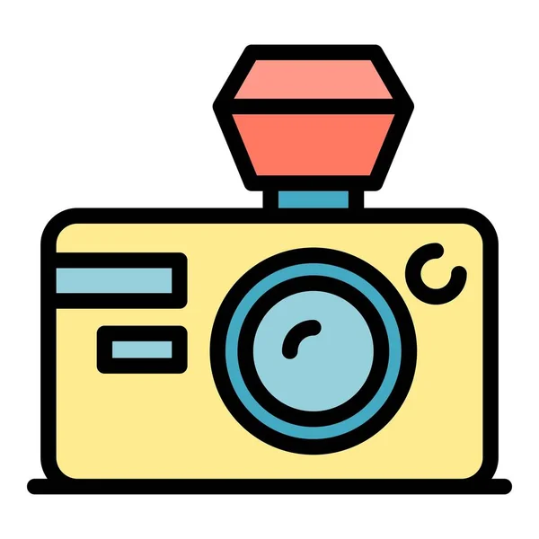 Blogger camera pictogram kleur overzicht vector — Stockvector