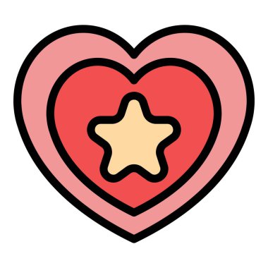 Kalp simgesi renk çizgisi vektörü içindeki yıldız