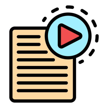 Ses çalma listesi simgesi renk ana hatları vektörü