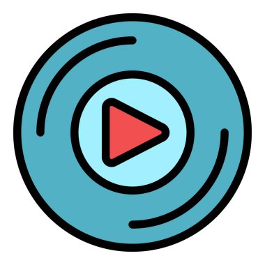 Parça listesi çalma simgesi renk ana hatları vektörü