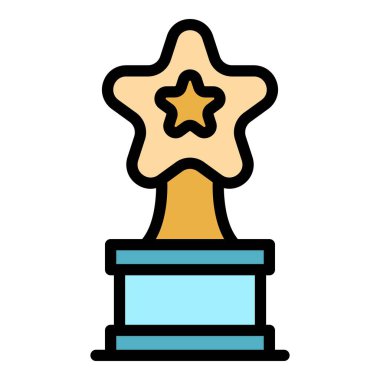 Yıldız ödül ikonu renk ana hatları vektörü