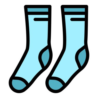Kış çorapları simgesi renk ana hatları vektörü