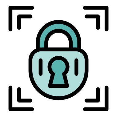 Asma kilit güvenilirlik simgesi renk ana hatları vektörü