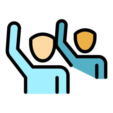 Gençlerin ajitasyon simgesi renk ana hatları vektörü