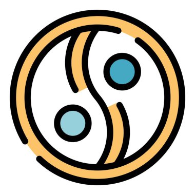Ying yang tılsım simgesi renk ana hatları vektörü
