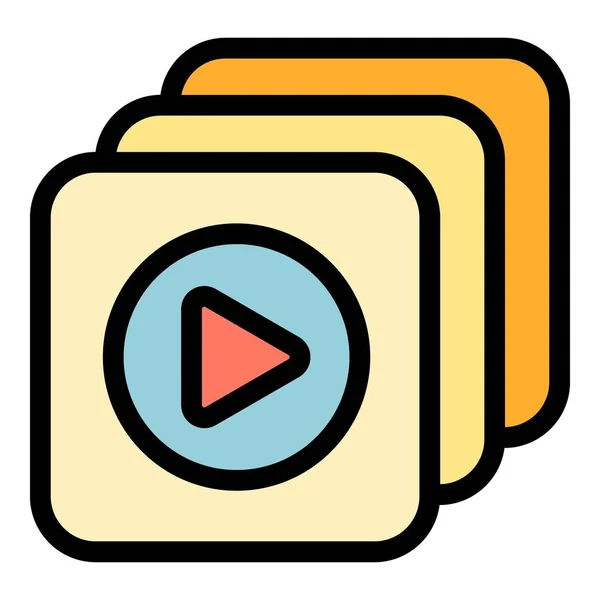 Reproduzir vídeos ícone cor contorno vetor — Vetor de Stock