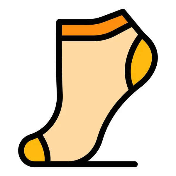 Baumwollsocken Symbol Farbe Umrissvektor — Stockvektor